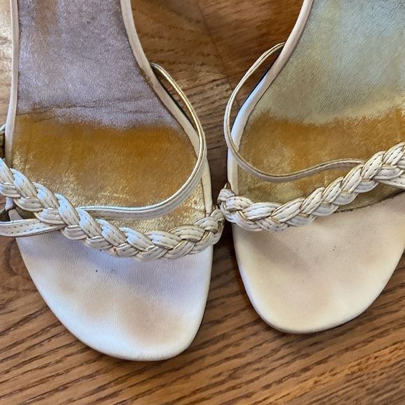 Fendi cream/gold braided strap stiletto sandals - Picture 3 of 7